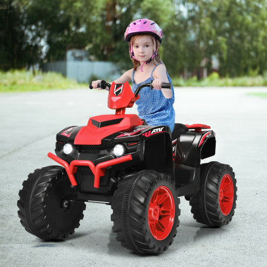 12V Kids Ride on ATV with LED Lights and Treaded Tires and LED lights-Red