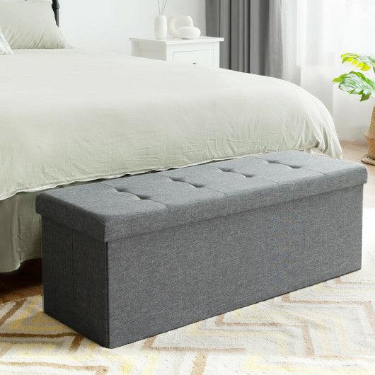 Fabric Folding Storage with Divider Bed End Bench-Light Gray