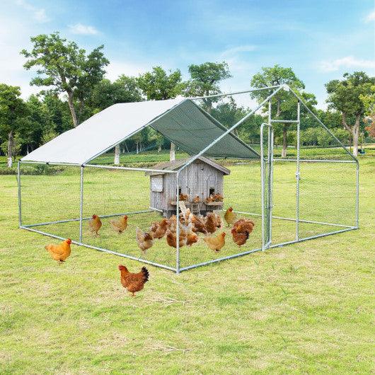 13 x 13 Feet Walk-in Chicken Coop with Waterproof Cover for Outdoor Backyard Farm