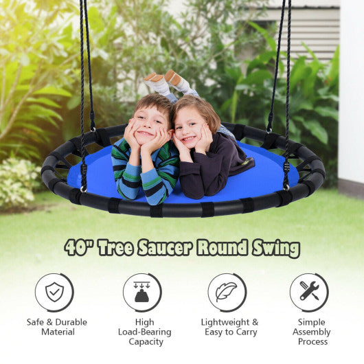 40 Inch Flying Saucer Round Swing Kids Play Set-Blue