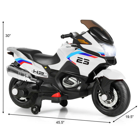 12V Kids Ride On Motorcycle Electric Motor Bike-White