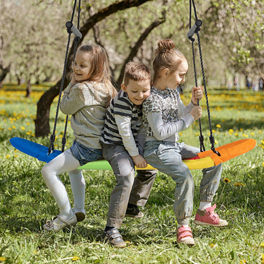 Saucer Tree Swing Surf Kids Outdoor Adjustable Oval Platform Set with Handle-Color