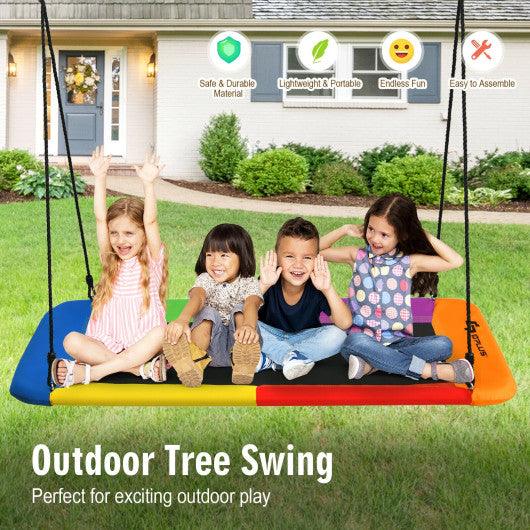 60 Inches Platform Tree Swing Outdoor with  2 Hanging Straps-Multicolor