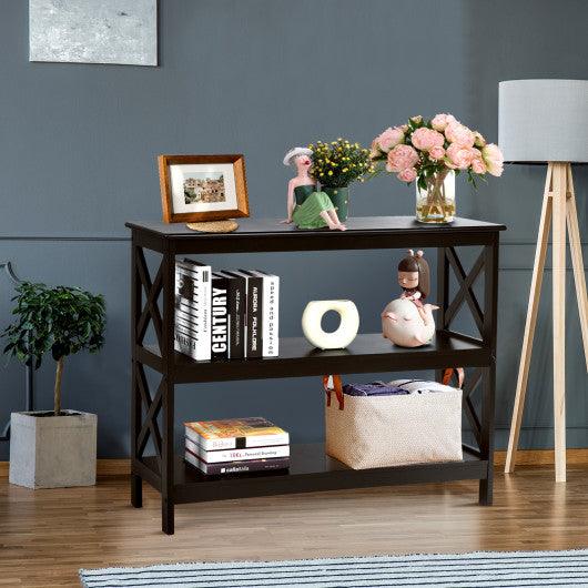 3-Tier Console X-Design Sofa Side Accent Table-Espresso