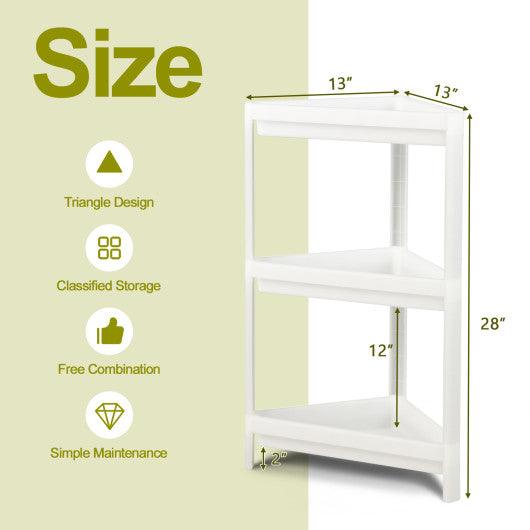 2 Pack 3-Tier Detachable Floor Corner Shower Shelf with Drainage Holes-White