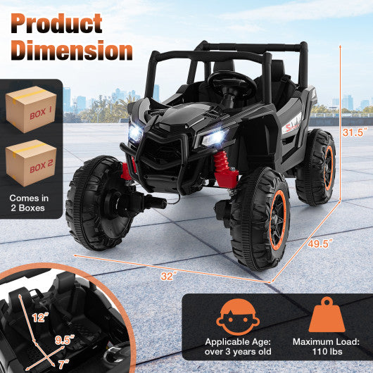 2-Seater Kids Ride on UTV with 2.4G Remote Control for over 3 Years Old Children-Black