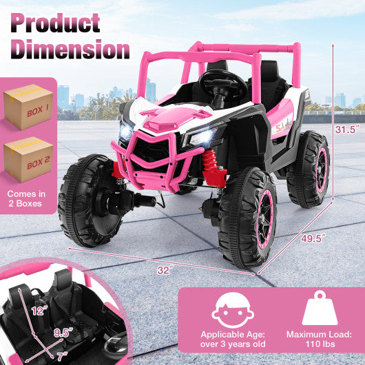 2-Seater Kids Ride on UTV with 2.4G Remote Control for over 3 Years Old Children-Pink