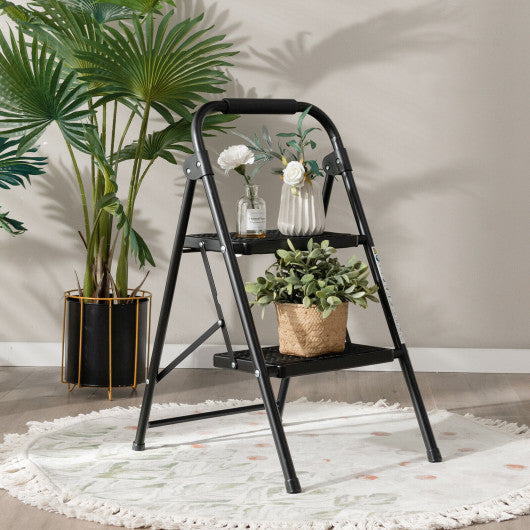 2-Step/3-Step Ladder with Wide Anti-Slip Pedal-2-Step
