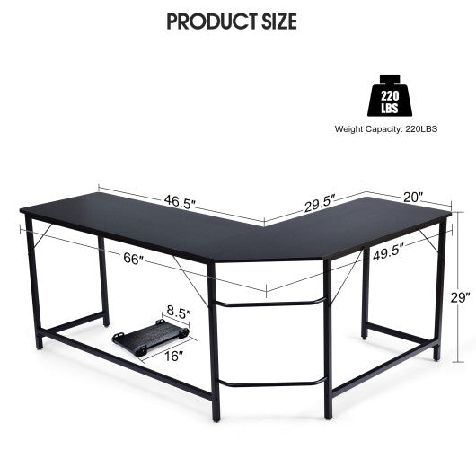 L Shaped Desk Corner Computer Desk PC Laptop Gaming Table Workstation-Black