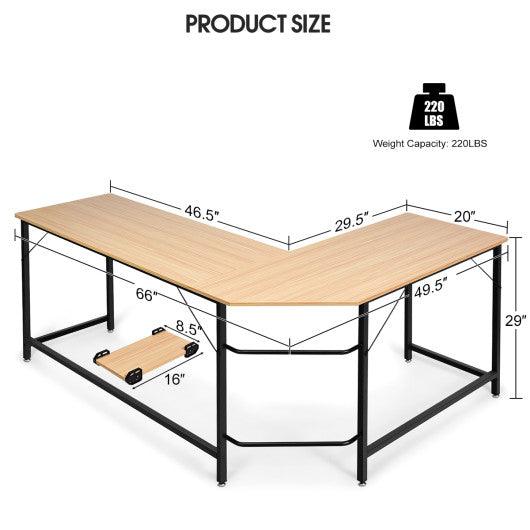 L Shaped Desk Corner Computer Desk PC Laptop Gaming Table Workstation-Natural