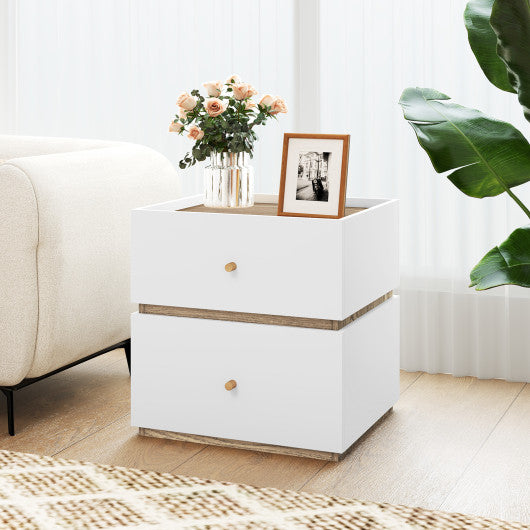 2-Drawer Modern Nightstand with Storage for Living Room Bedroom