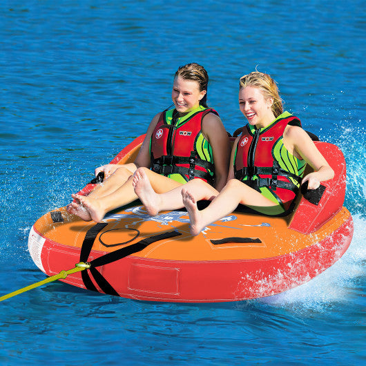 2 Person Water Sport Inflatable Towable Tubes for Boating-Orange
