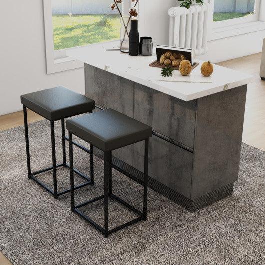 30 Inch Barstools Set of 2 with PU Leather Cover-Gray