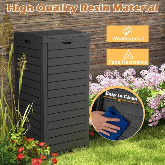 31 Gallon Large Outdoor Trash Can with Lid and Pull-out Liquid Drawer for Easy Cleaning-Black