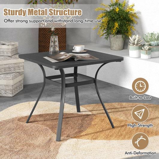 32 Inch Patio Dining Table Metal Square Table for Dining with 4 Curved Legs-Gray