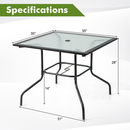 35 x 35 Inch Patio Dining Table with 1.5 Inch Umbrella Hole without Umbrella