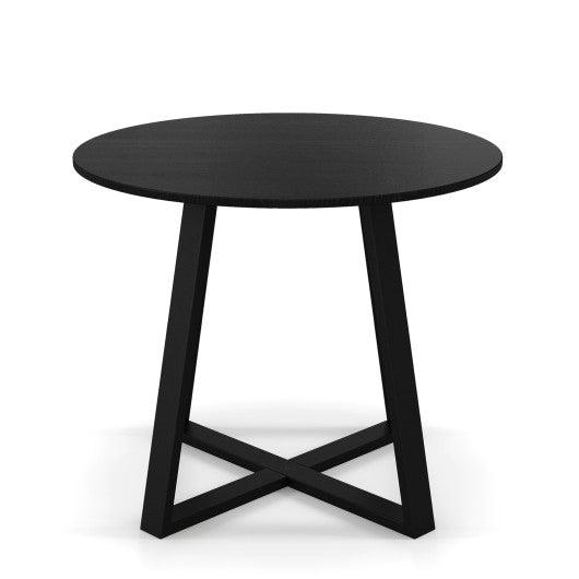 36 Inch Mid-Century Round Dining Table with Pedestal Base for Dining Room-Black