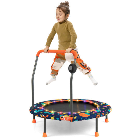 36 Inch Mini Trampoline with Colorful LED Lights and Bluetooth Speaker-Multicolor