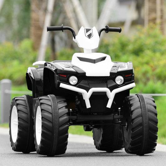 12V Kids Ride on ATV with LED Lights and Treaded Tires and LED lights-White