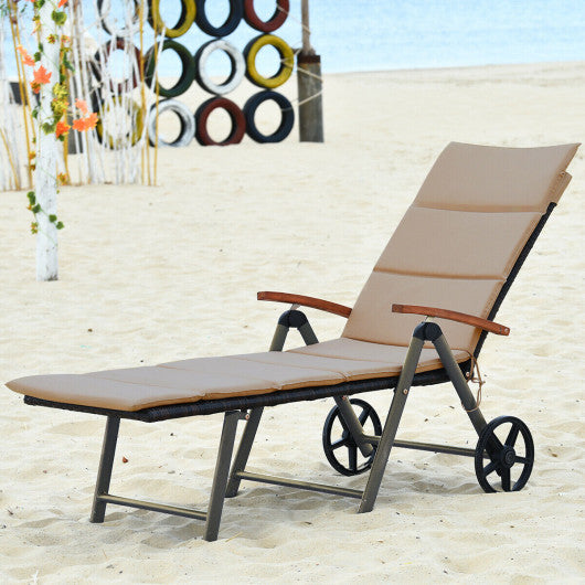 Outdoor Chaise Lounge Chair Rattan Lounger Recliner Chair