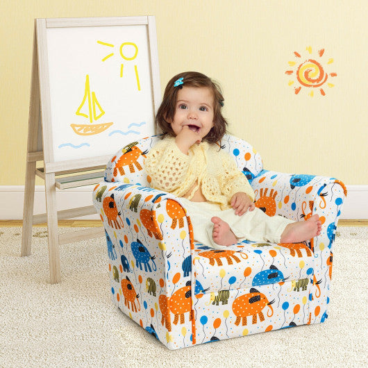 Kids Elephant Upholstered Sofa with Armrest