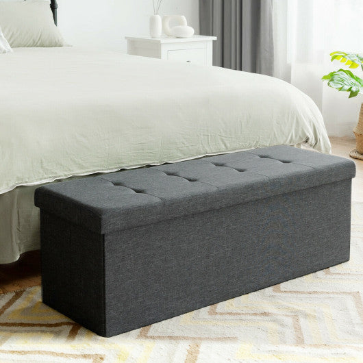 Fabric Folding Storage with Divider Bed End Bench-Dark Gray