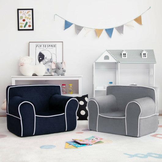 Upholstered Kids Sofa with Velvet Fabric and High-Quality Sponge-Navy