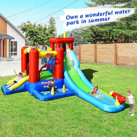 9-in-1 Inflatable Kids Water Slide Bounce House without Blower