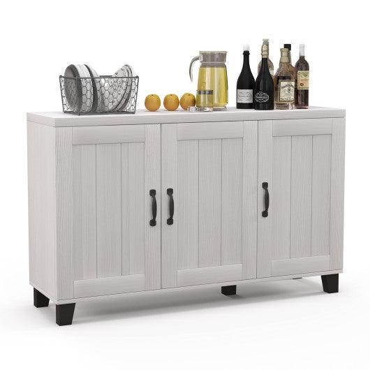 3-Door Buffet Sideboard with Adjustable Shelves and Anti-Tipping Kits-White Wash