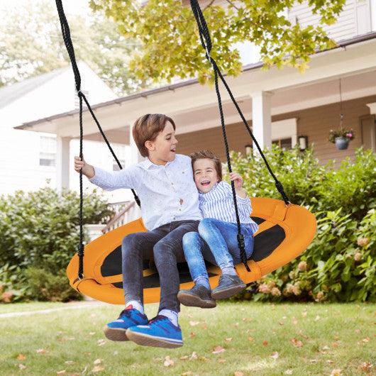 40 Inches Saucer Tree Swing Round with Adjustable Ropes and Carabiners-Yellow