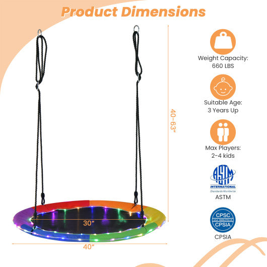 40 Inches Saucer Tree Swing for Kids and Adults-Multicolor