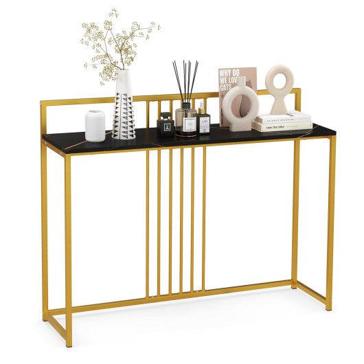 47 Inches Modern Console Table with Steel Frame and Storage Shelf-Black