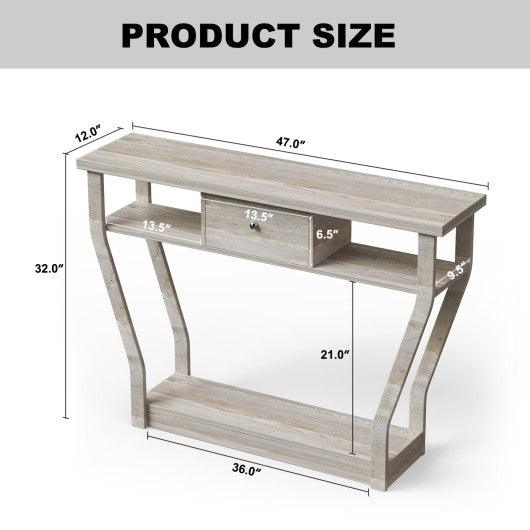 Modern Sofa Accent Table with Drawer-Gray