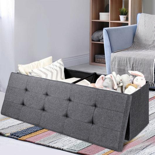 Fabric Folding Storage with Divider Bed End Bench-Dark Gray