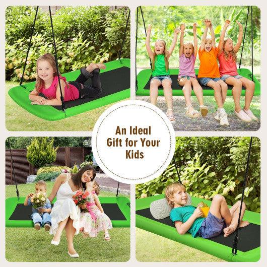 60 Inches Platform Tree Swing Outdoor with  2 Hanging Straps-Green