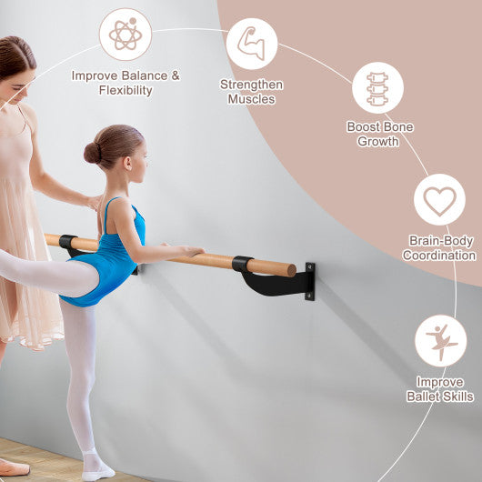 4 Feet Wall-Mounted Ballet Barre for Yoga-Black