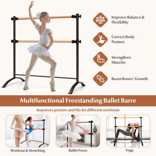 4 Foot Portable  Freestanding Double Ballet Barre-Black