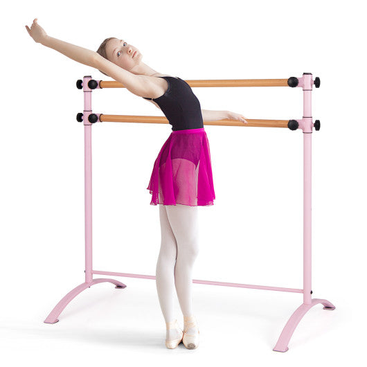 4 Foot Portable  Freestanding Double Ballet Barre-Pink