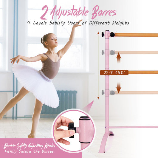 4 Foot Portable  Freestanding Double Ballet Barre-Pink