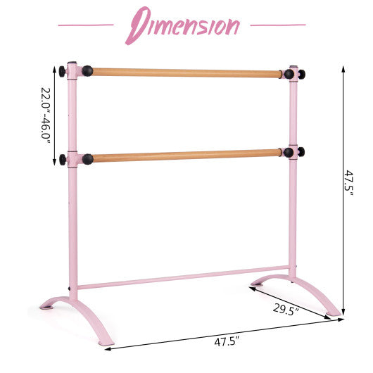 4 Foot Portable  Freestanding Double Ballet Barre-Pink