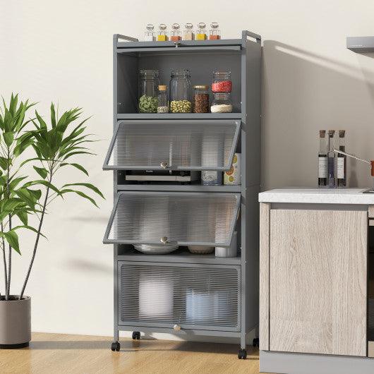 5-Tier Kitchen Baker's Rack with Flip-up PC Doors-Gray