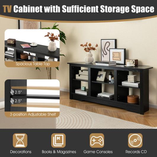 58 Inch TV Stand with 6 Open Storage Shelves for TVs up to 65 Inches-Black