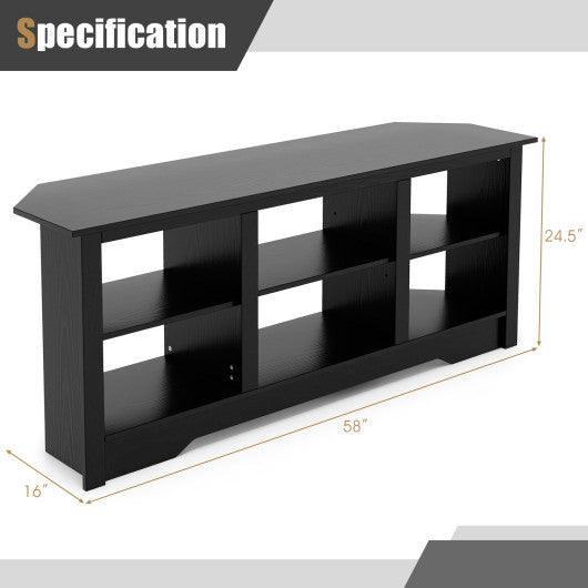 58 Inch TV Stand with 6 Open Storage Shelves for TVs up to 65 Inches-Black