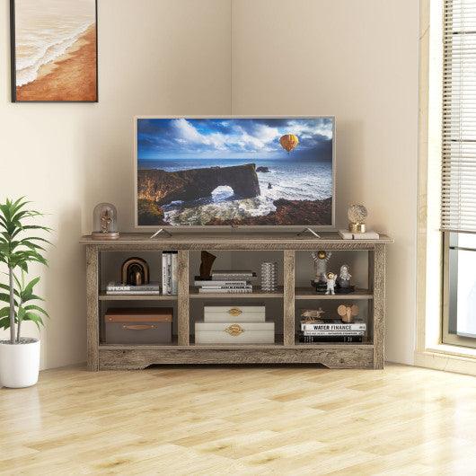 58 Inch TV Stand with 6 Open Storage Shelves for TVs up to 65 Inches-Gray