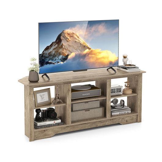 58 Inch TV Stand with 6 Open Storage Shelves for TVs up to 65 Inches-Gray