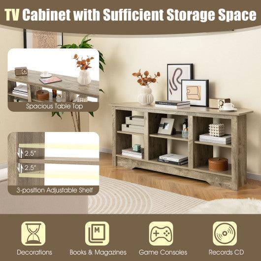 58 Inch TV Stand with 6 Open Storage Shelves for TVs up to 65 Inches-Gray