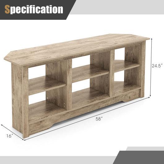 58 Inch TV Stand with 6 Open Storage Shelves for TVs up to 65 Inches-Gray