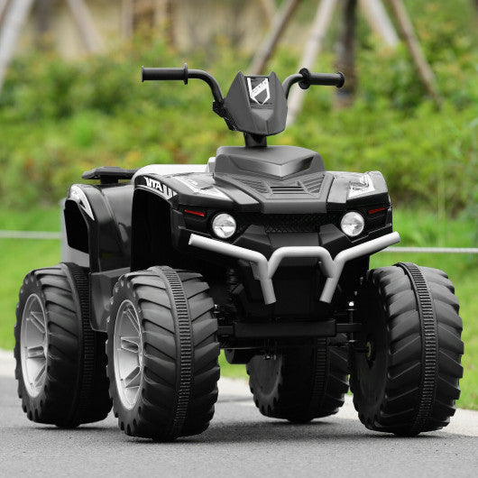 12V Kids Ride on ATV with LED Lights and Treaded Tires and LED lights-Black