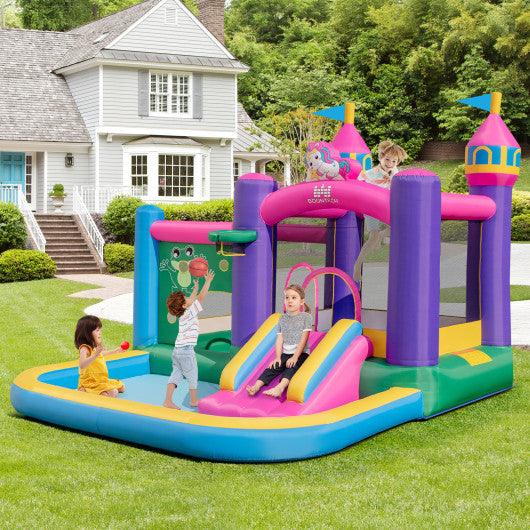 6-in-1 Kids Blow up Castle with Slide and Jumping Area and Ball Pit Pools without Blower