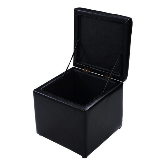 Foldable Cube Ottoman Pouffe Storage Seat-Black